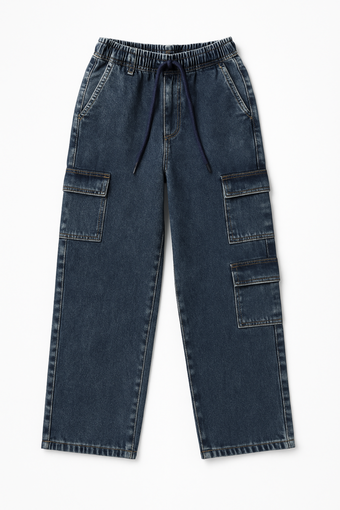 بنطلون جينز أولادي كارجو باجي – أزرق
