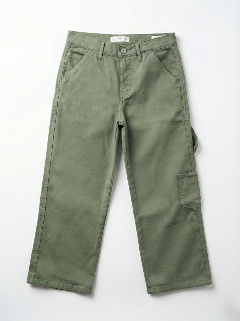 بنطلون جبردين وايد ليج أولادي زيتي