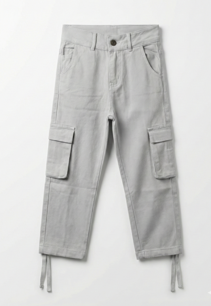 بنطلون جبردين وايد ليج أولادي رصاصي