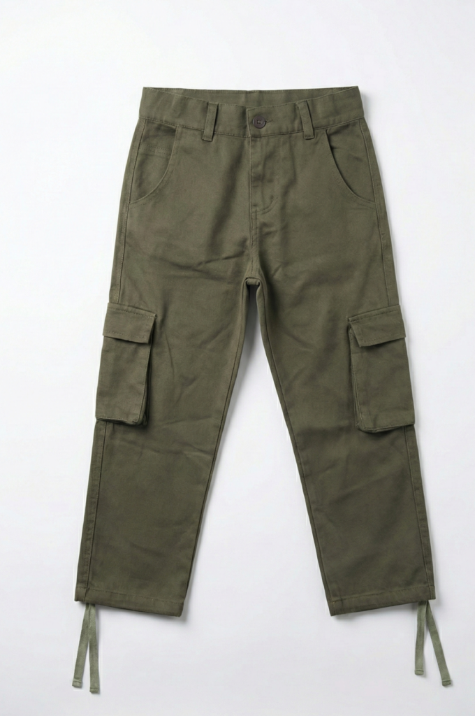 بنطلون جبردين وايد ليج أولادي زيتي