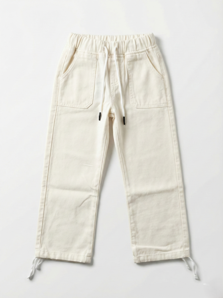 بنطلون جبردين وايد ليج بناتي أوف وايت