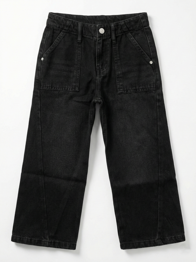 بنطلون جينز وايد ليج أولادي فاشون