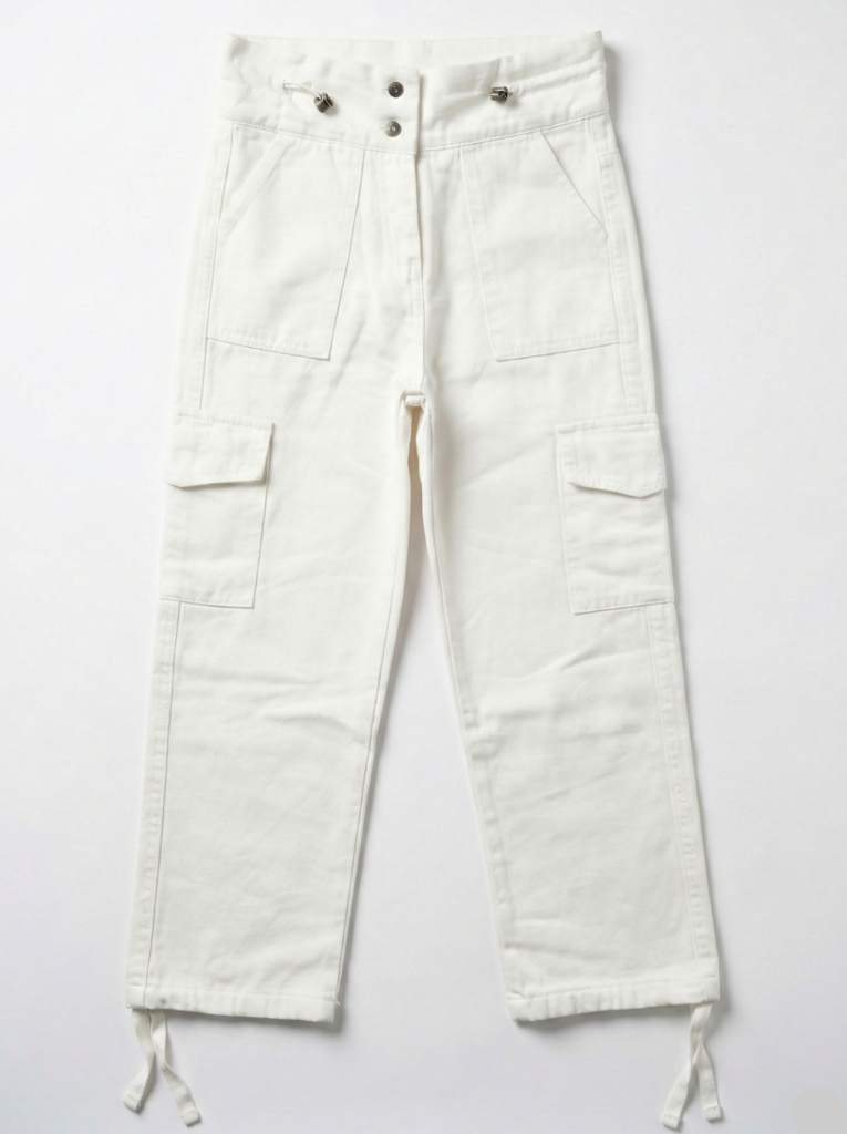 بنطلون بناتي جبردين وايد ليج اوف وايت