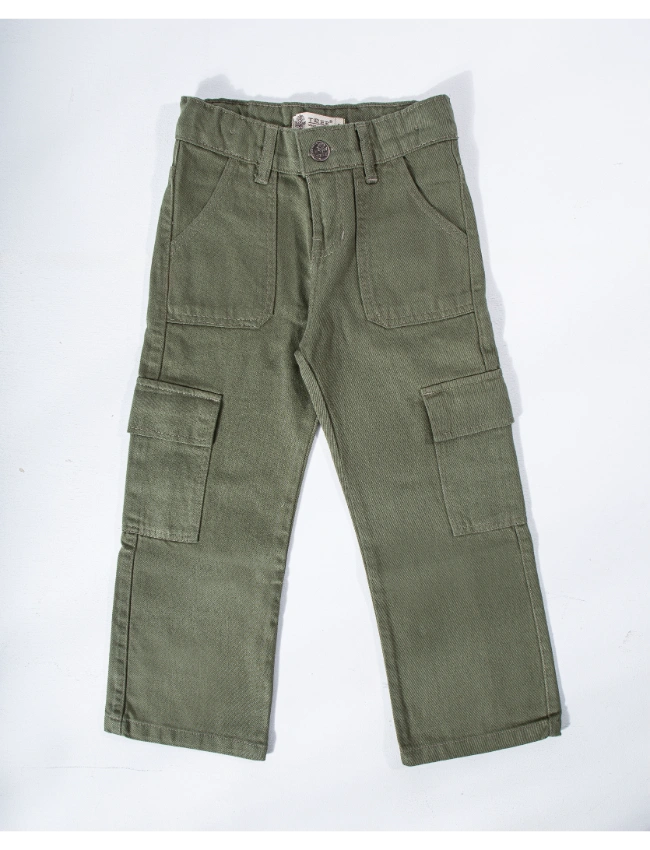 بنطلون جبردين بناتى وايد ليج – زيتى